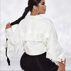 White Fringe Jean Jacket
